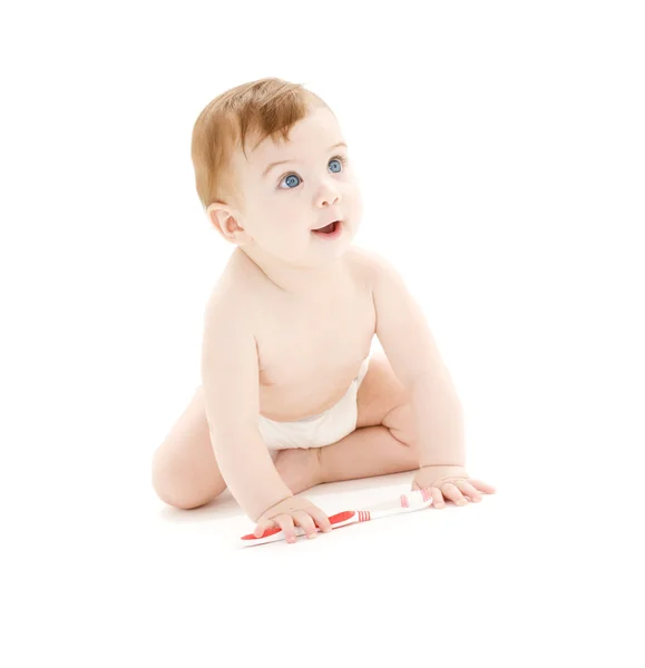 아기 기저귀 칫 솔에 — 스톡 사진