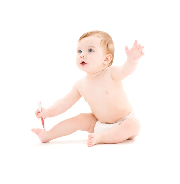 아기 기저귀 칫 솔에 — 스톡 사진
