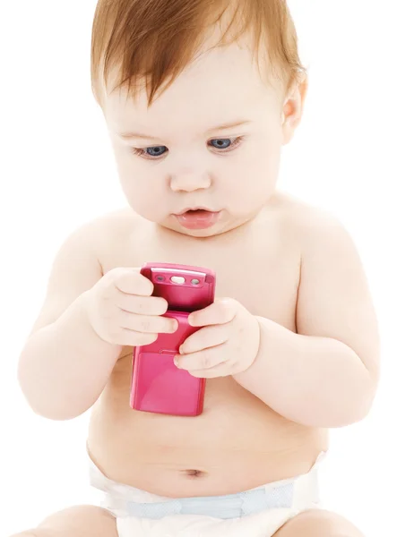 Bebé con teléfono celular — Foto de Stock