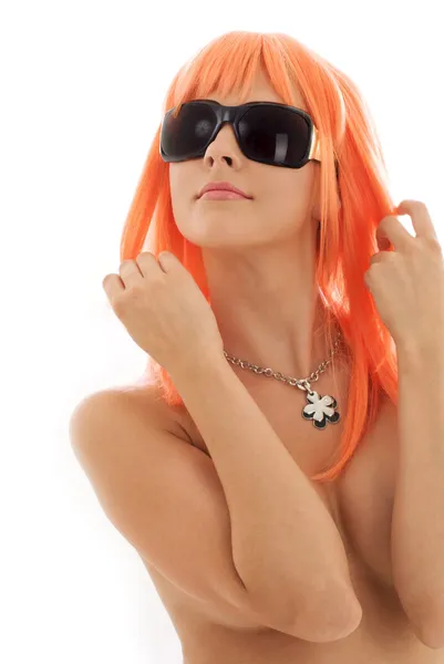 Flicka i olika nyanser med orange hår — Stockfoto