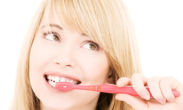 Happy girl with toothbrush — Stock Photo, Image