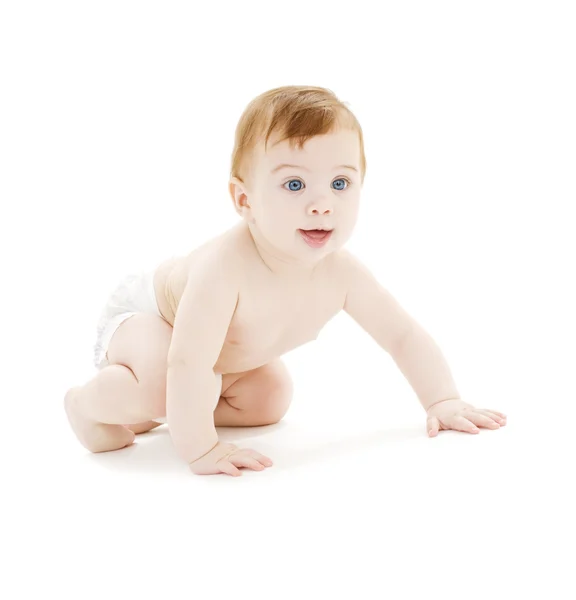 Crawling baby boy in diaper — Stock Photo, Image