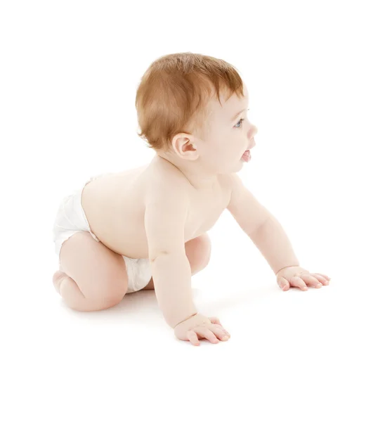 기저귀를 차고 몸부림치는 아기 — 스톡 사진
