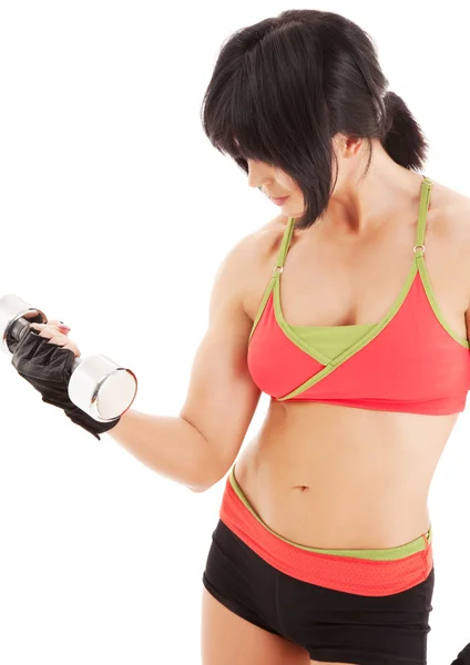 Instructor de fitness muscular con pesas — Foto de Stock