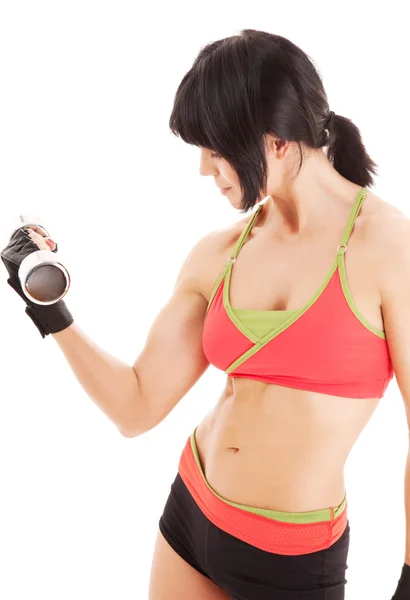 Kas fitness eğitmeni dumbbells ile — Stok fotoğraf