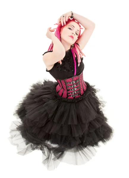 Ballando rosa ragazza capelli — Foto Stock