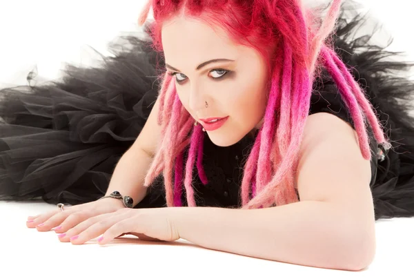 Menina de cabelo rosa — Fotografia de Stock