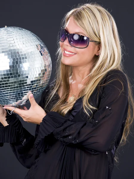 Strana dívka s disco koule — Stock fotografie