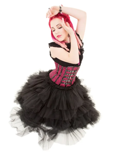 Taniec różowowłosa dziewczyna — Zdjęcie stockowe