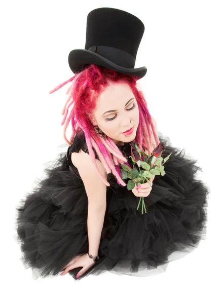 Top hat and roses — Stock Photo, Image