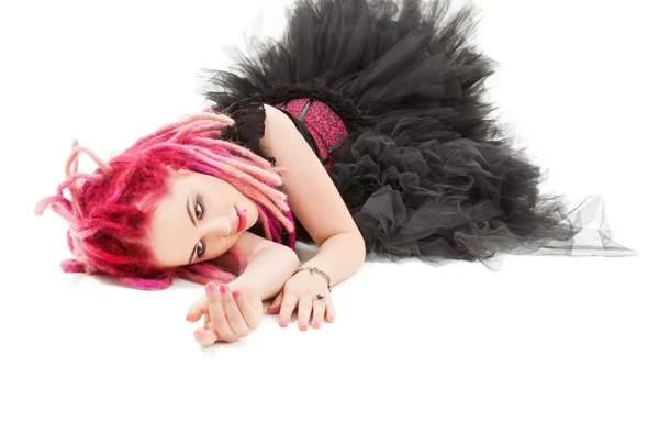 핑크 머리 소녀 — 스톡 사진