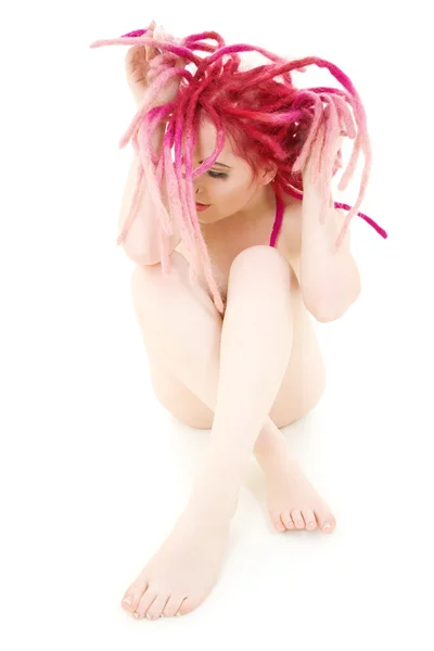 Pink hair meisje — Stockfoto