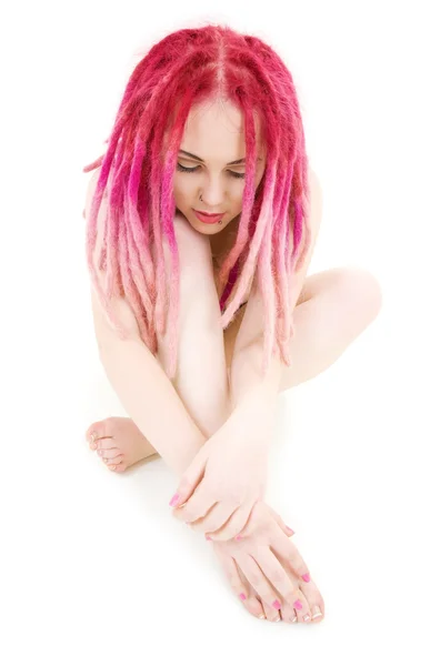 Rosa hår flicka — Stockfoto