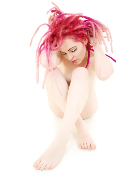Pink hair meisje — Stockfoto