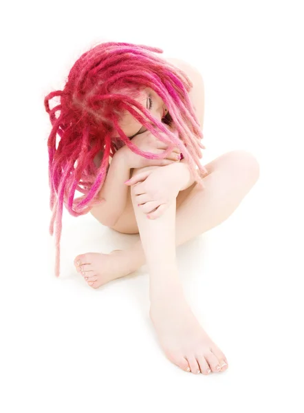 Mädchen mit rosa Haaren — Stockfoto