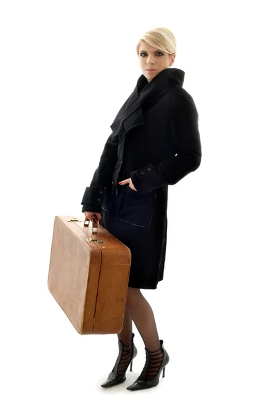 Suitcase lady — Stock Photo, Image