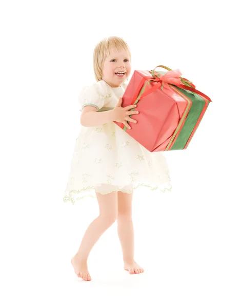 Girl with gift box — Stock Photo, Image