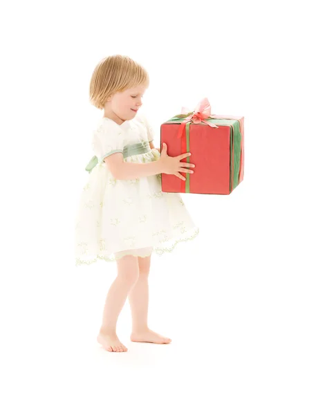 Fille avec boîte cadeau — Photo