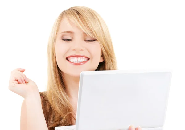 Teenage girl with laptop computer — Stock Photo, Image