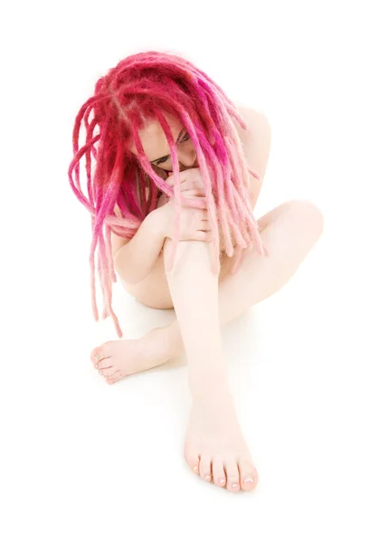 Růžové vlasy girl — Stock fotografie