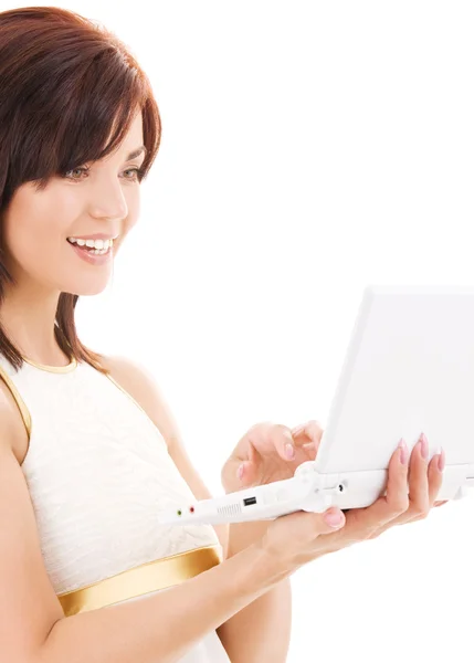 Dizüstü bilgisayar ile mutlu bir kadın — Stok fotoğraf