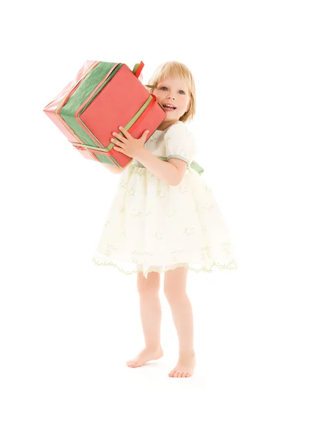 Dziewczyna z pudełkiem prezentów — Zdjęcie stockowe