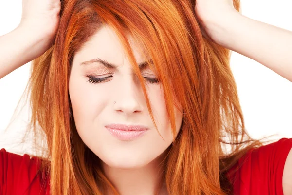 Unhappy redhead woman — Stock Photo, Image