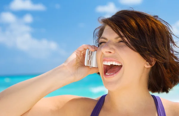 Happy woman with cell phone Stock Photo