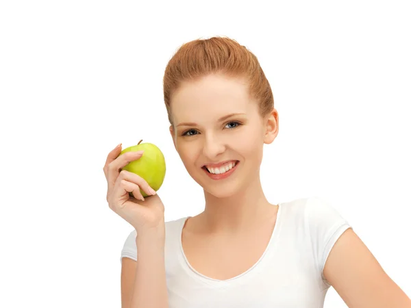 Tienermeisje met groene apple — Stockfoto