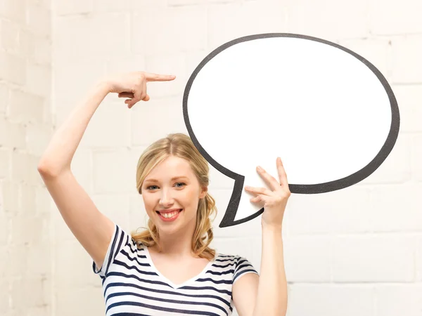 Chica adolescente feliz con burbuja de texto en blanco —  Fotos de Stock