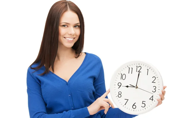 Woman holding big clock — Stock Photo, Image