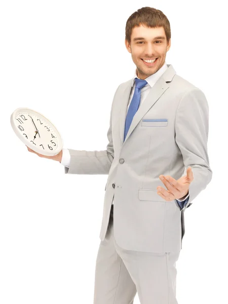 Pohledný muž s hodinami — Stock fotografie