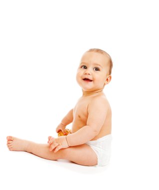 Baby boy in diaper clipart