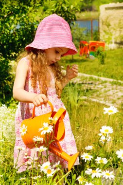 Girl in garden clipart