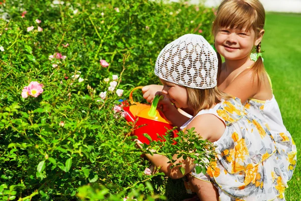 Kinderen in de tuin — Stockfoto