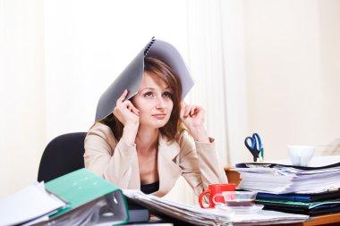 Stressed young woman clipart