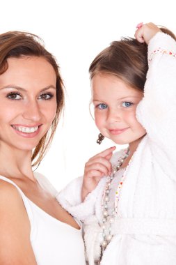 Beautiful mother and daughter clipart