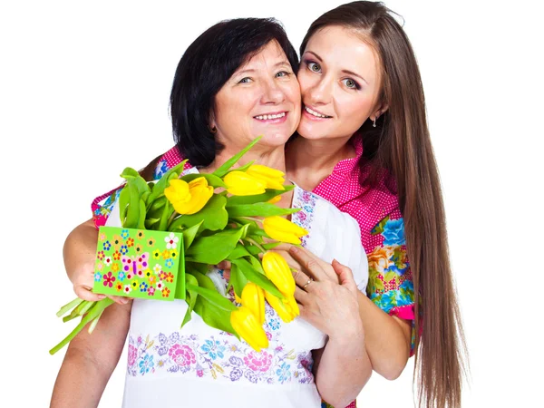 Dotter hälsning mamma — Stockfoto