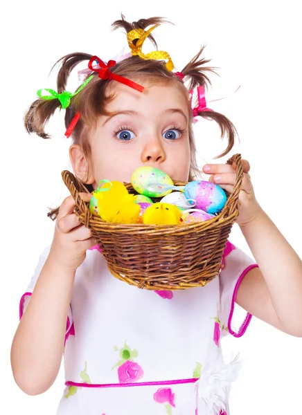 Здивований Великдень дитина — стокове фото