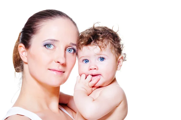 巻き毛の赤ちゃんと母親 — ストック写真