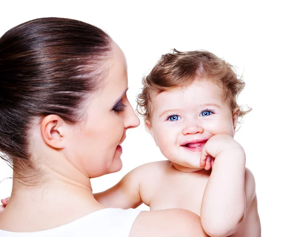Laughing baby and mom — Stock Photo, Image