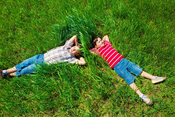 Marzy na trawie — Zdjęcie stockowe