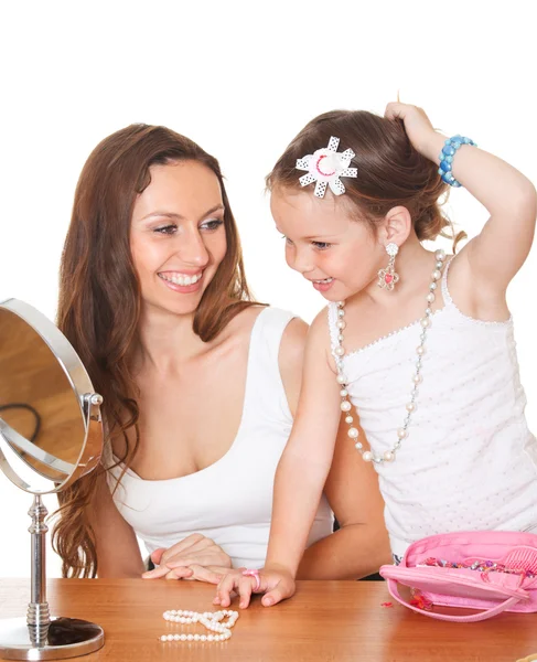 Cheerful girl and her mother — Stock Photo, Image