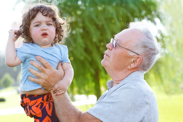 Happy granddad with grandson — Stock Photo, Image