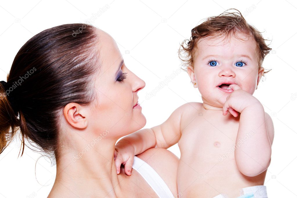 Mom looking at baby