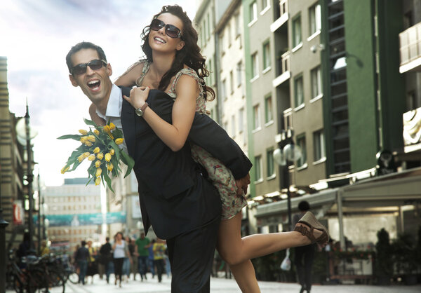 Happy young wearing sunglasses