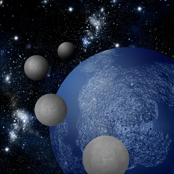 Kierre kuun ympäri planeettaa — kuvapankkivalokuva