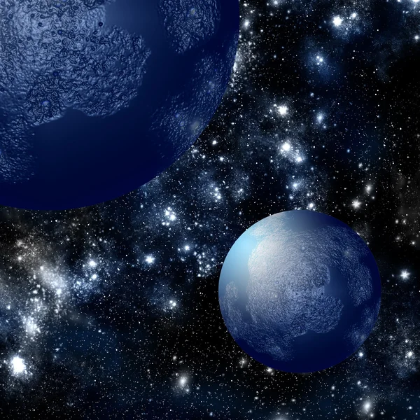 Синяя планета в глубоком космосе — стоковое фото