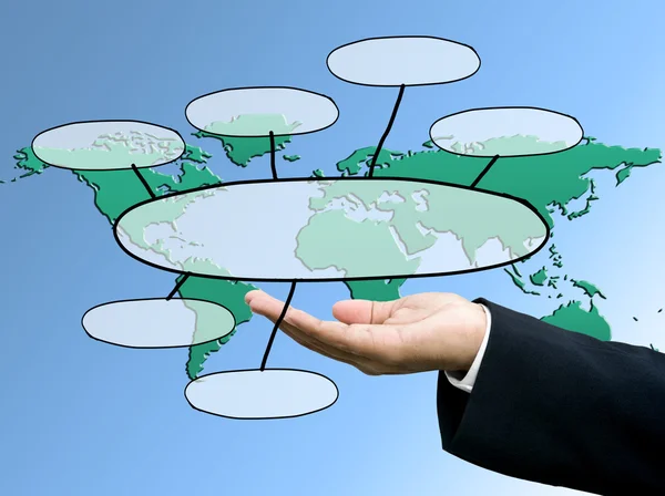 Üzletember hordoz koncepció diagram, a world map — Stock Fotó