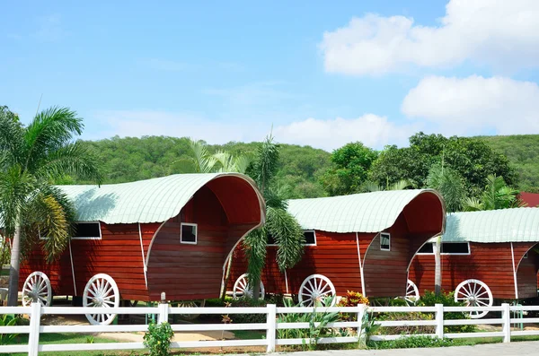 Cowboy camp huis kar — Stockfoto